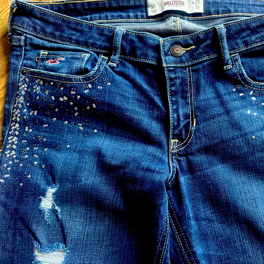 Limited edition- Hollister Jeans Womens size 9 Blue Denim Studs Dark Wash